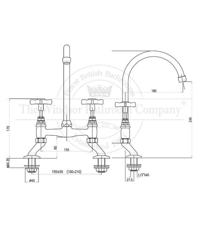 Nostalgische brugkeukenkraan Kingston HS7222