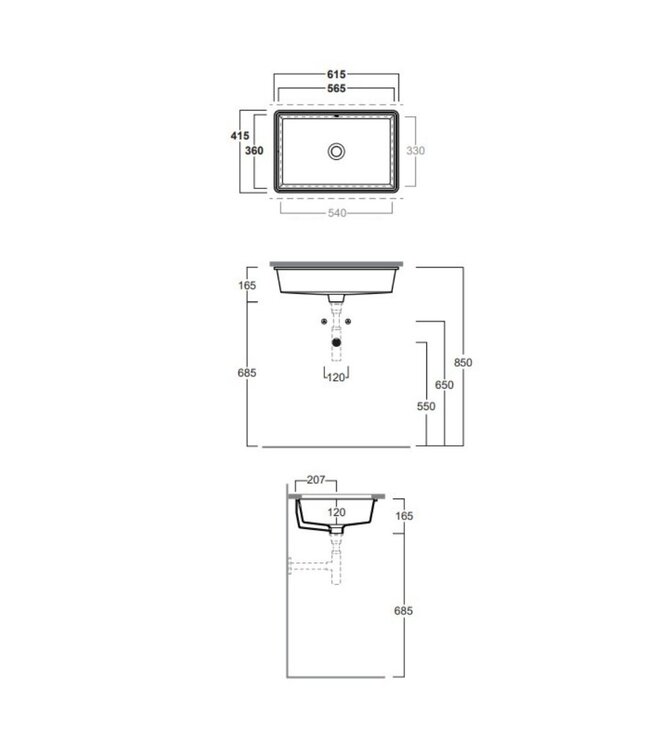Wastafel onderbouw 55cm Kera WBS240