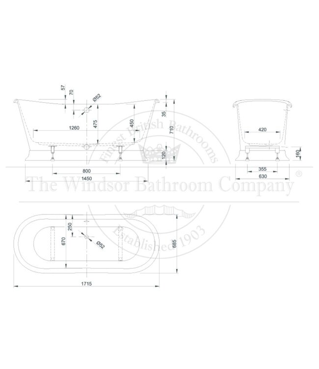 Klassiek vrijstaand bad 170cm Lord op Sokkel