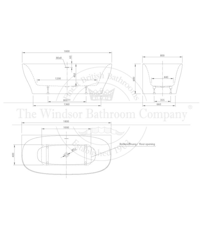 Half vrijstaand acryl bad 180cm Maxx