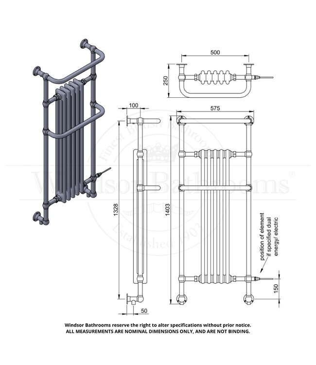 Klassieke handdoekradiator Barium W WB0135W