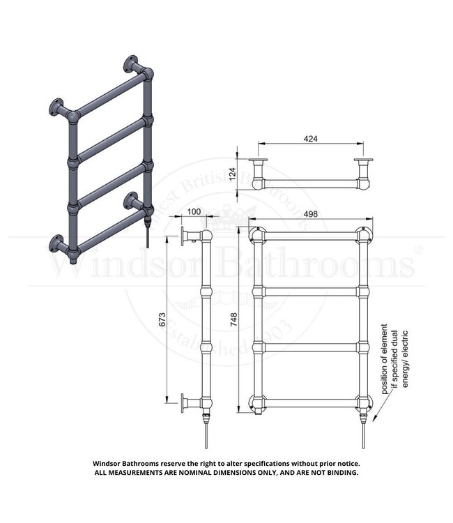 Klassieke handdoekradiator Buckingham WB010AWE