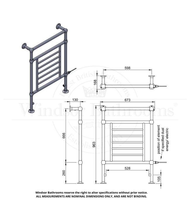 Klassieke handdoekradiator Kensington WB0036F