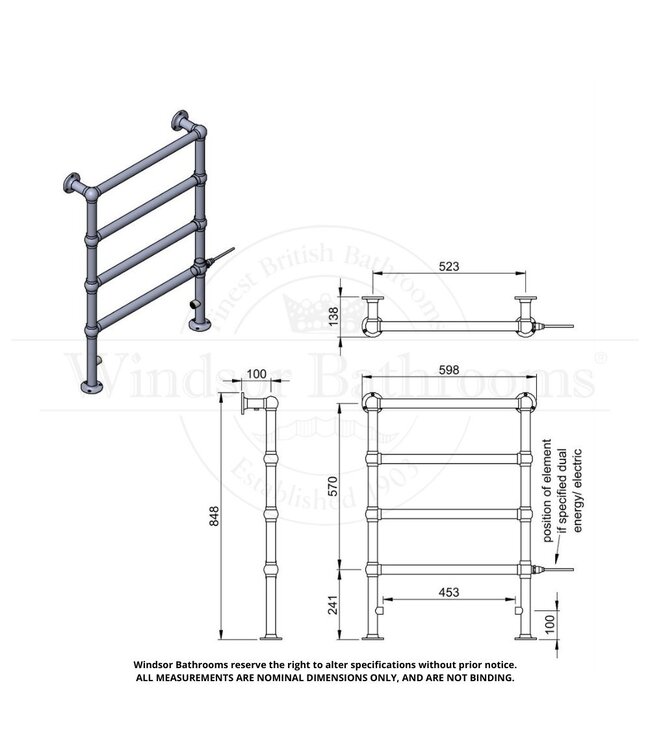 Klassieke handdoekradiator Osbourne WB024AF
