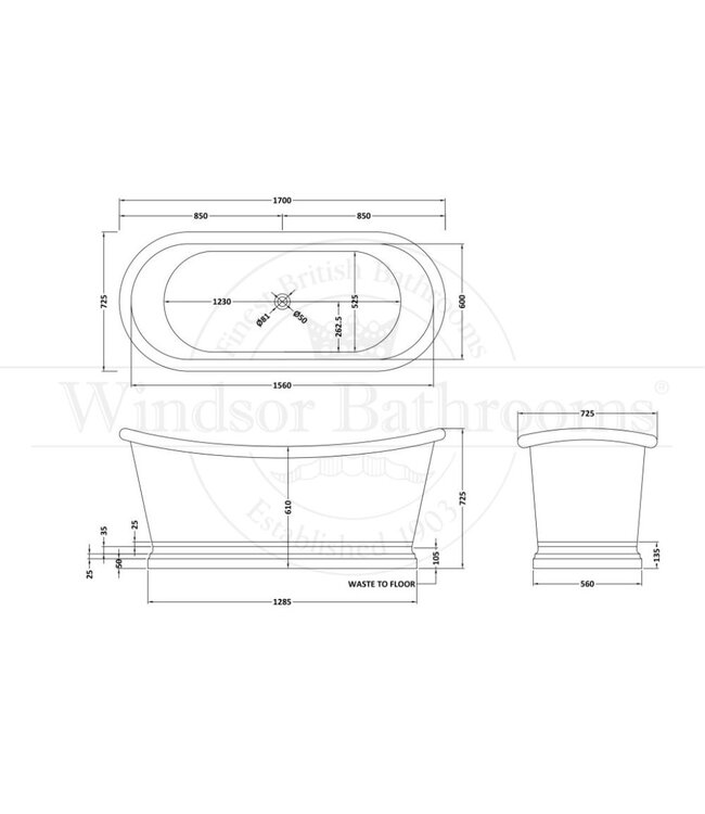 Koperen/Nikkel bad 170cm Nickel I