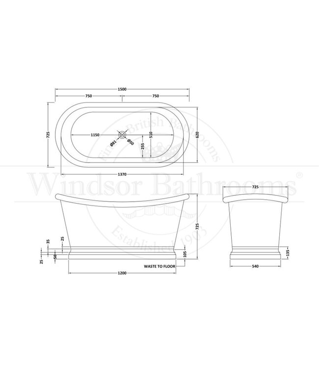 Koperen/Nikkel bad 150cm Nickel I