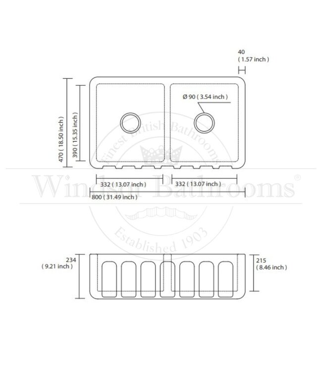 Dubbele spoelbak keuken opbouw 800mm