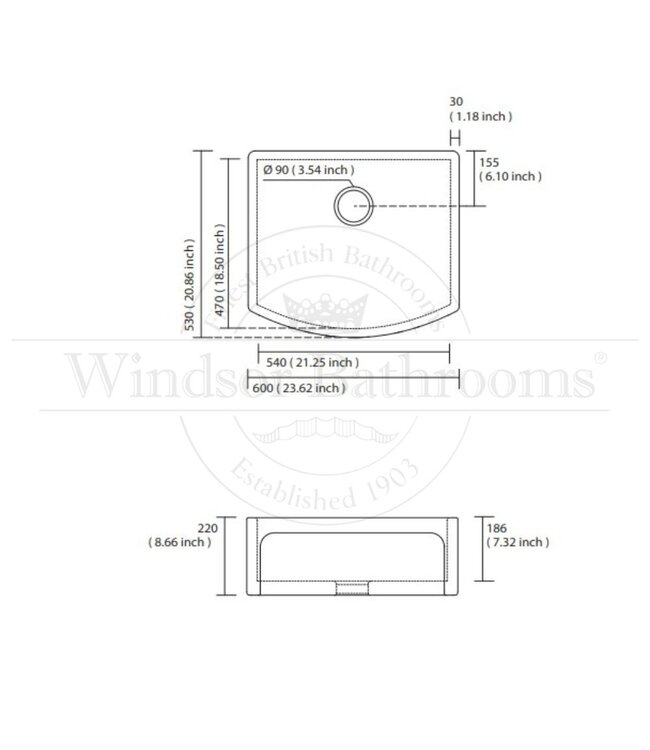 Enkele spoelbak keuken opbouw 600mm
