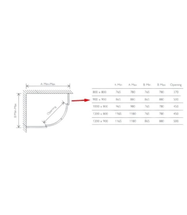 Douchescherm 90x90cm hoek met dubbele schuifdeur
