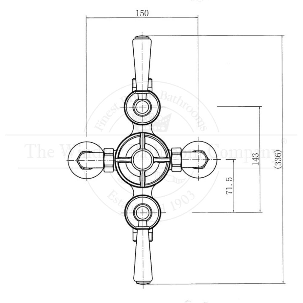 Klassieke opbouw thermostatische douchekraan met witte hendels