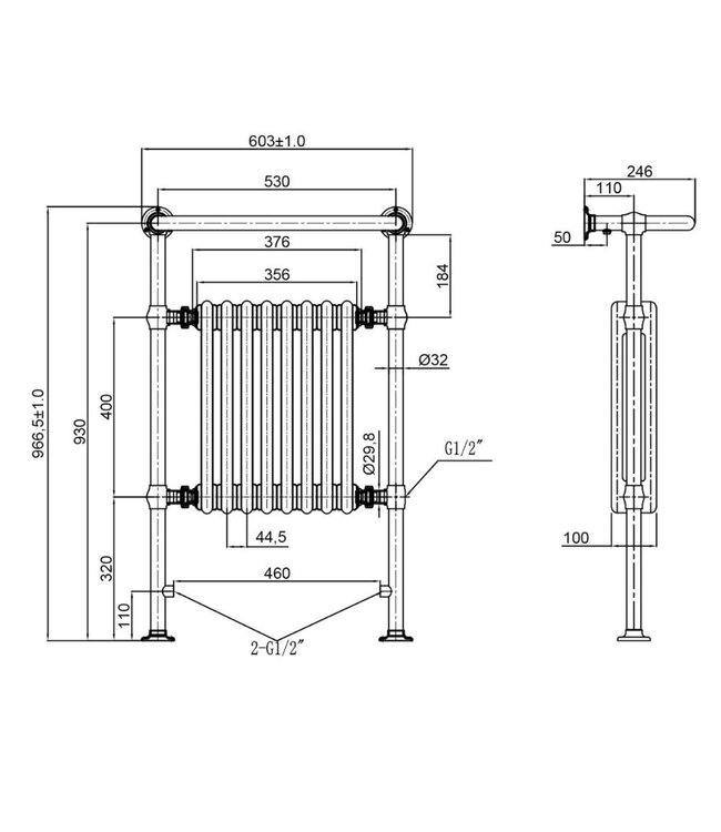 Klassieke handdoekradiator Baywater HS138787Q