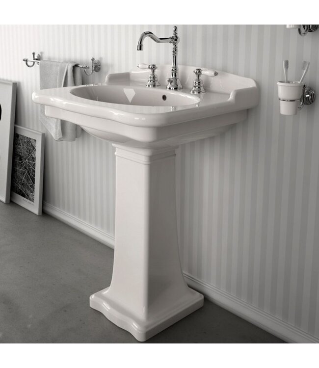 Klassiek wastafel 68cm op zuil Devon WB01516H
