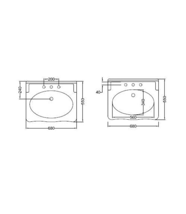 Klassiek wastafel 68cm op zuil Devon WB015H
