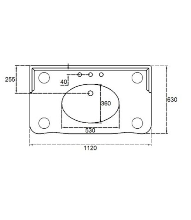 Klassiek wastafel 112cm Devon WB030H