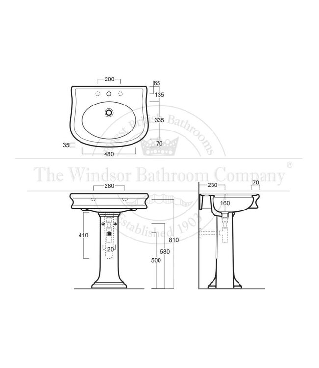 Klassieke wastafel 70cm Toulon WBSA4012