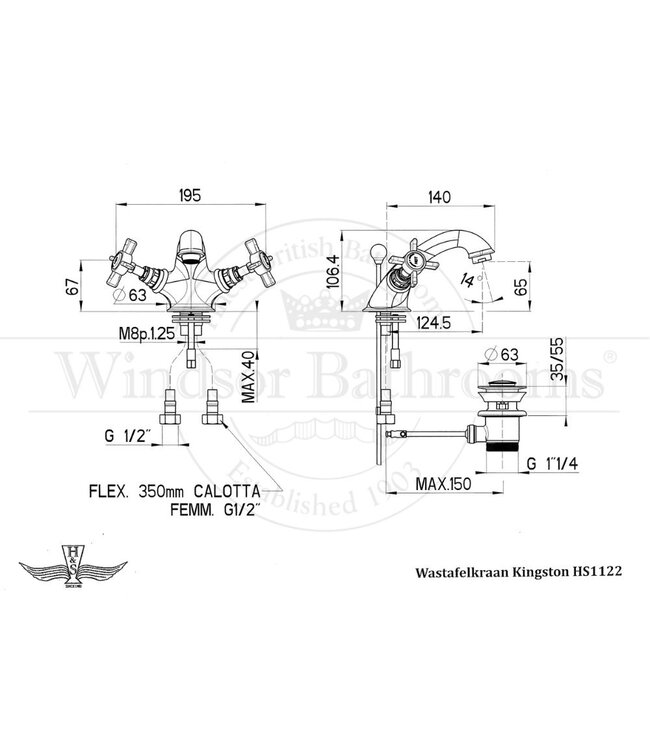 Wastafelkraan Kingston HS1122