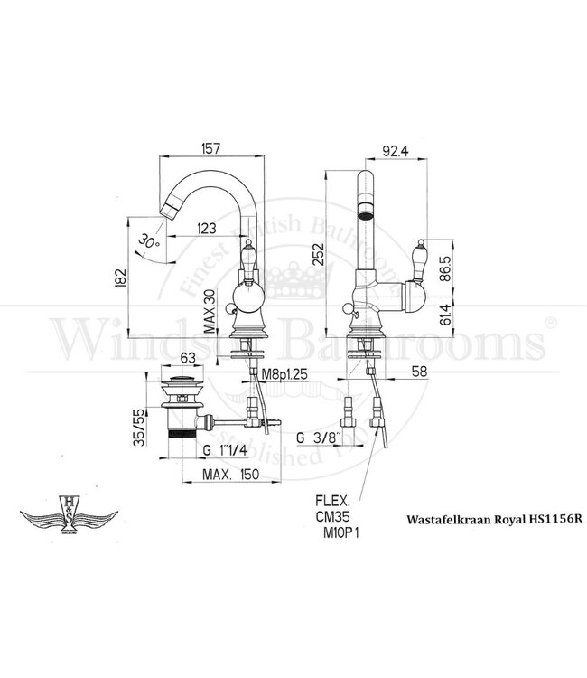Wastafelkraan 1 hendel Royal HS1156R