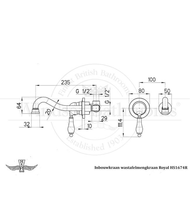 Inbouwkraan wastafelmengkraan Royal HS1674R