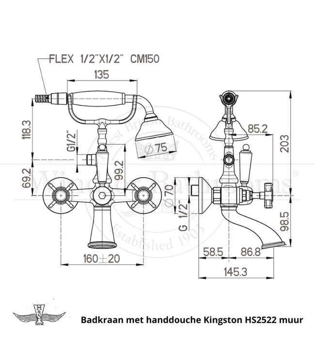 Badkraan met handdouche Kingston HS2522