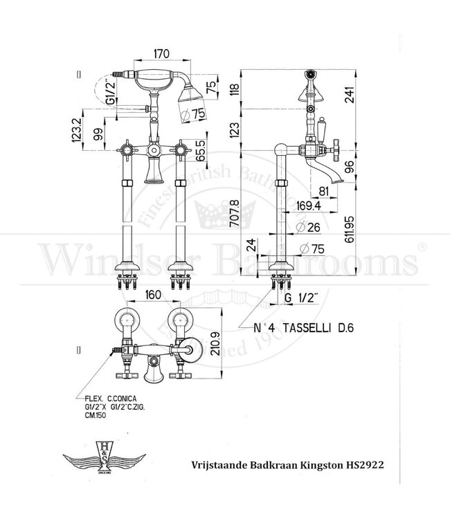 Vrijstaande Badkraan Kingston HS2922