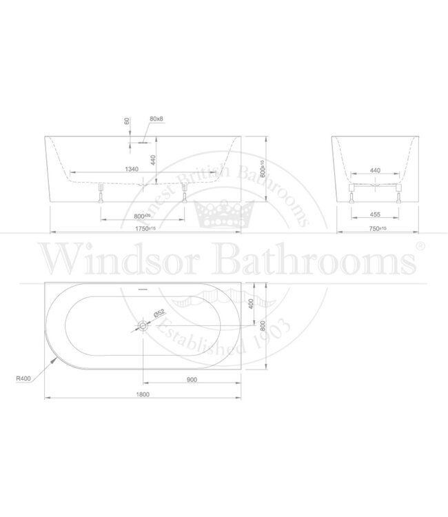 Hoekbad Queen Rechts acryl 180cm