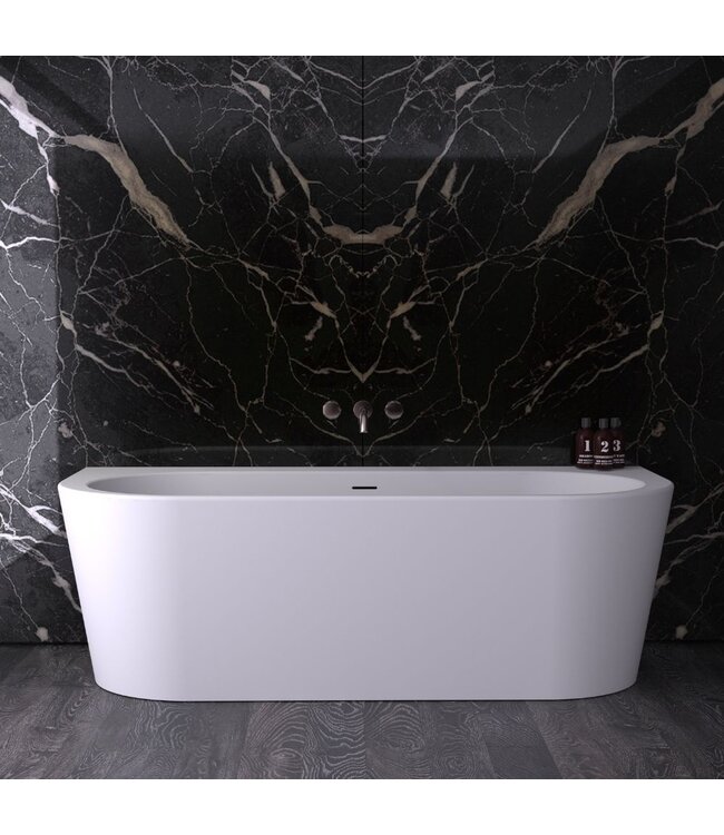 Half vrijstaand acryl bad 180cm Clamecy Wall