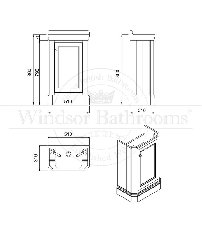 Klassiek Toiletmeubel Cloakroom 51cm