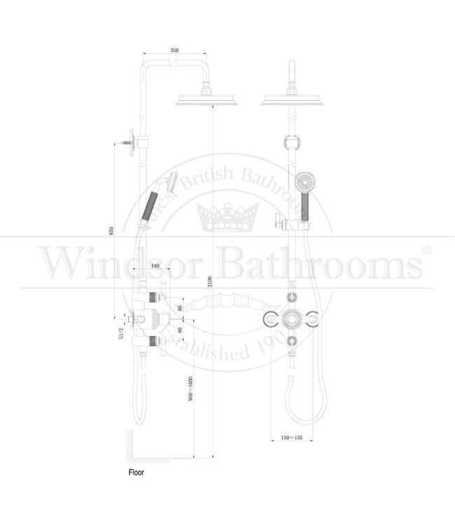 Douche met Thermostaatkraan Gunmetal PVD Opbouw | Paris Doucheset TF167124Q