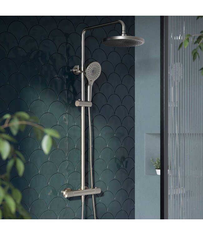 Douche met Thermostaatkraan Nikkel Opbouw | Moleti Doucheset TF139838Q