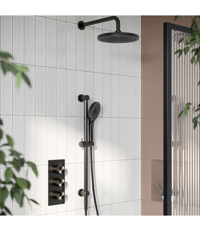 Douche met Thermostaatkraan Gunmetal Inbouw | Moleti Doucheset TF152528Q