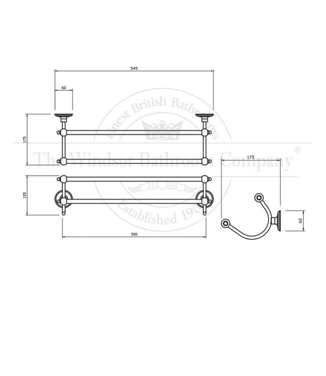 Handdoekhouder dubbel klassiek WBON617