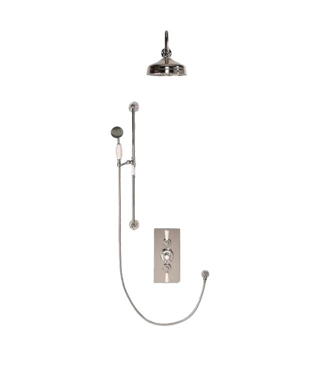 Douche met Thermostaatkraan Witte Hendels Inbouw | Mont Blanc Doucheset WB1860X6