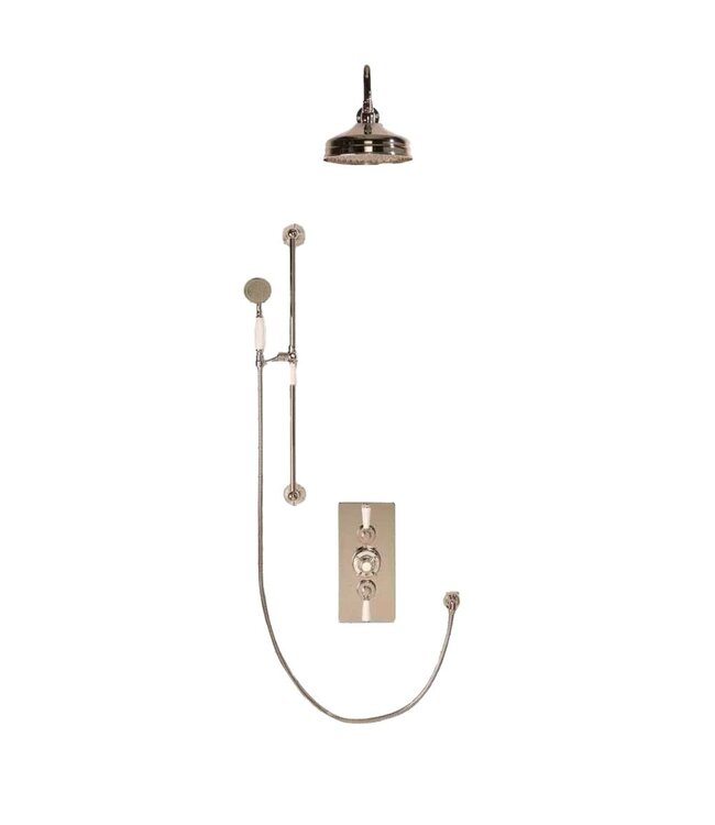 Douche met Thermostaatkraan Witte Hendels Inbouw | Mont Blanc Doucheset WB1860X6