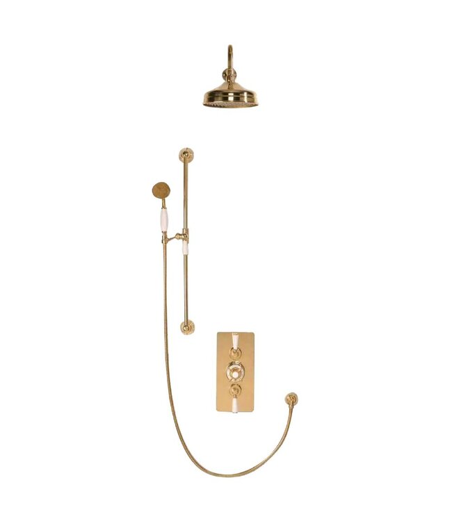 Douche met Thermostaatkraan Witte Hendels Inbouw | Mont Blanc Doucheset WB1860X6