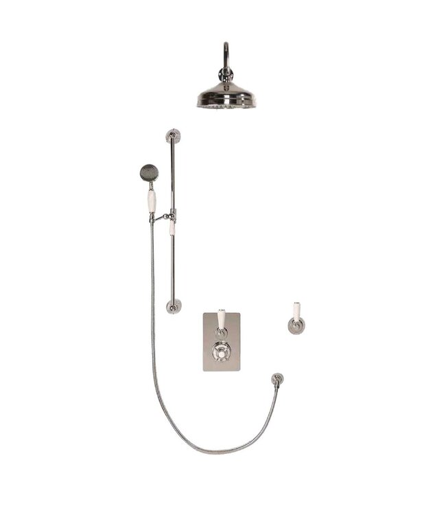 Douche met Thermostaatkraan Witte Hendels Inbouw | Mont Blanc Doucheset WB1860X1