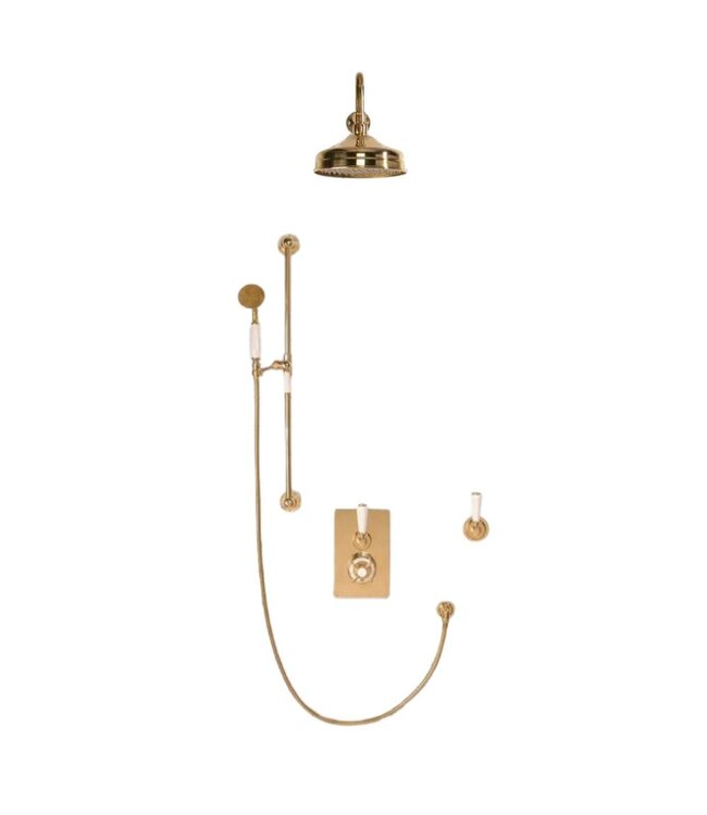 Douche met Thermostaatkraan Witte Hendels Inbouw | Mont Blanc Doucheset WB1860X1