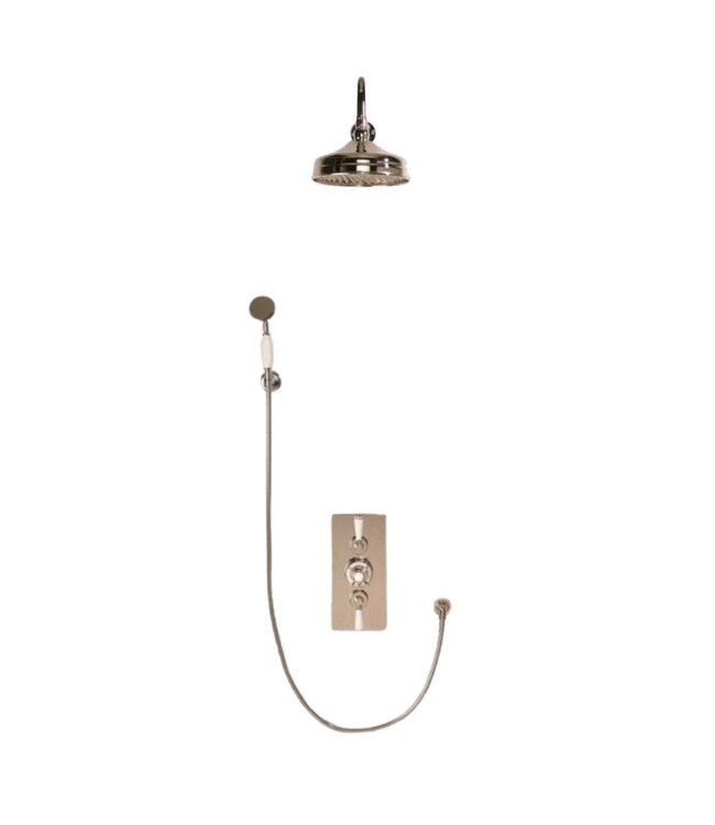 Douche met Thermostaatkraan Witte Hendels Inbouw | Mont Blanc Doucheset WB1860X4