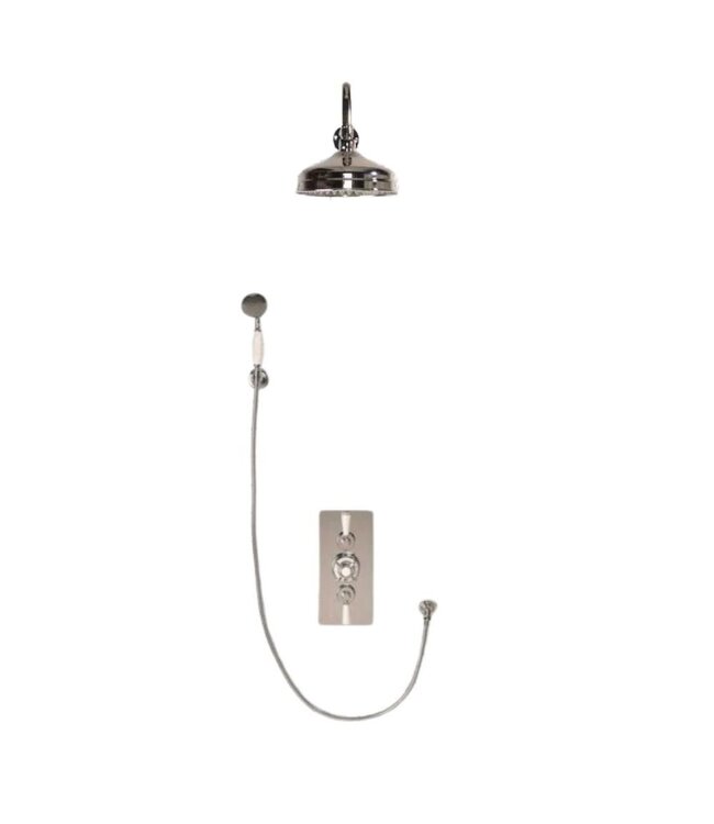 Douche met Thermostaatkraan Witte Hendels Inbouw | Mont Blanc Doucheset WB1860X4