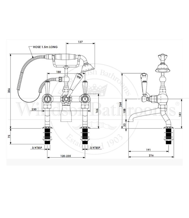 Badkraan met handdouche WB1820 Classic