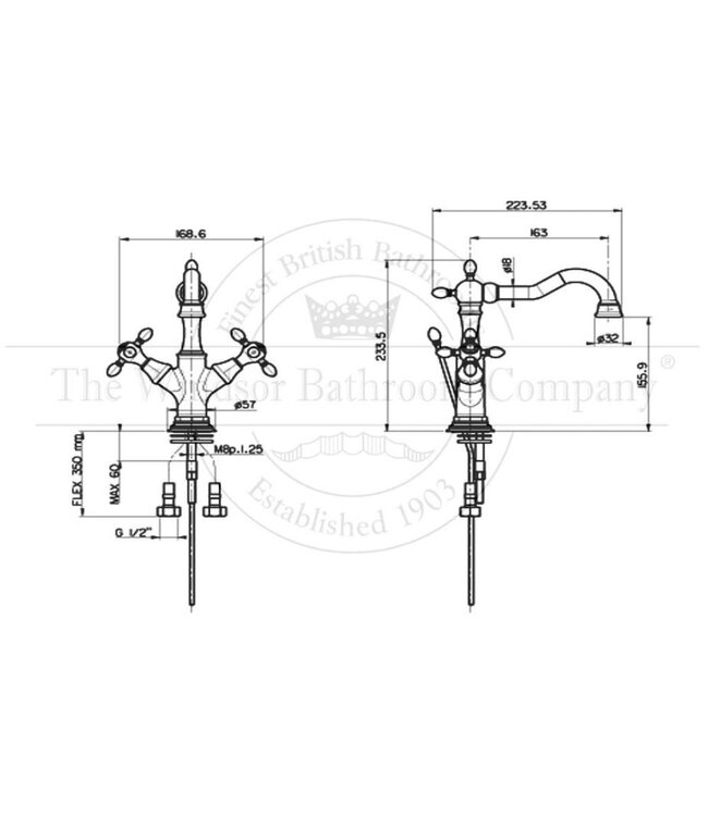 Wastafelkraan Franse uitloop HS1173