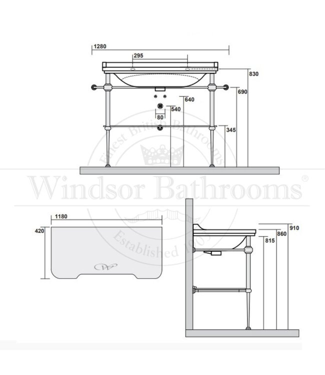 Klassieke wastafel 120cm Portofino WB4403KE