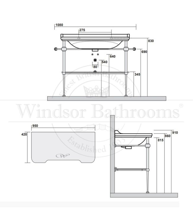 Klassieke wastafel 80cm Portofino WB4197KE