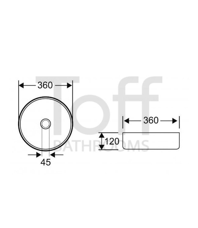 Opbouw waskom 36cm Lido TF323303KH
