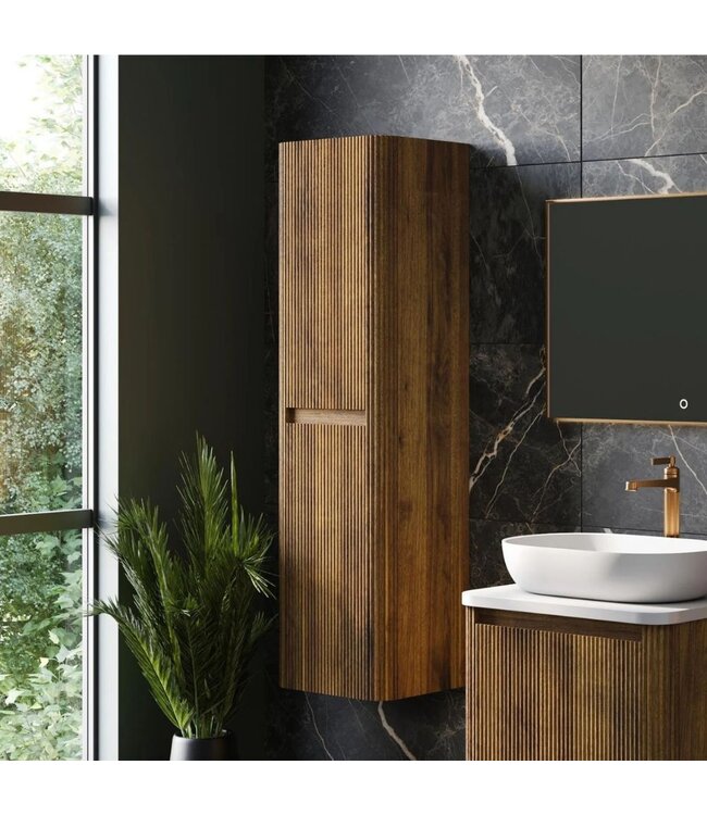 Kolomkast Rib Chester hangend Walnoot 140cm