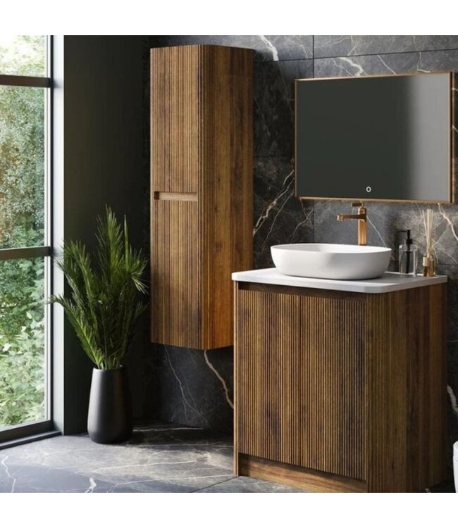 Kolomkast Rib Chester hangend Walnoot 140cm