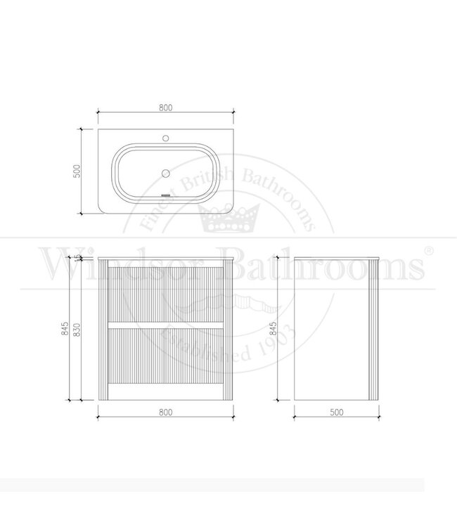 Badkamermeubel Rib Chester 2 lades Eiken 80cm
