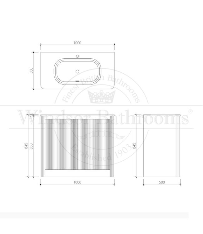 Badkamermeubel Rib Chester 2 lades Eiken 100cm