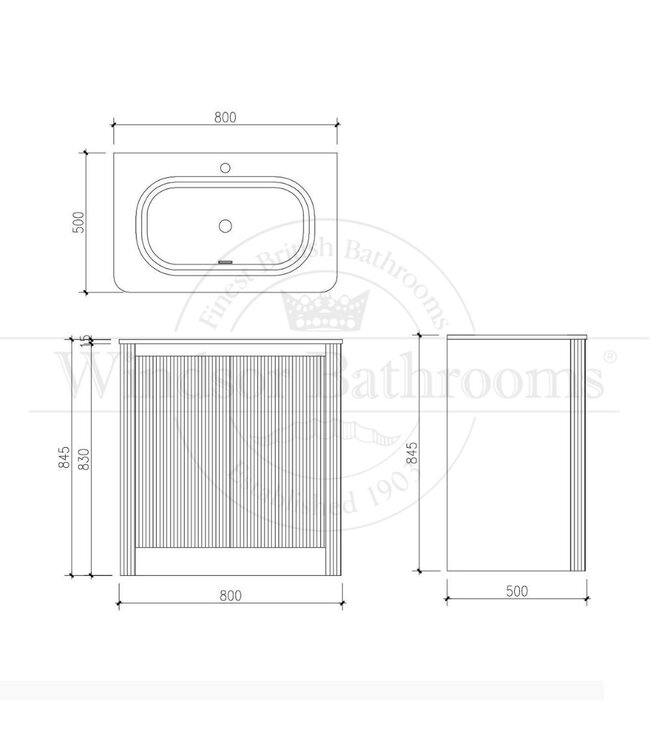 Badkamermeubel staand Rib Chester Eiken 80 cm