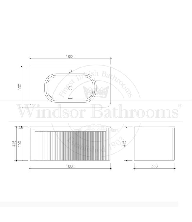 Badkamermeubel hangend Rib Chester Walnoot 100cm