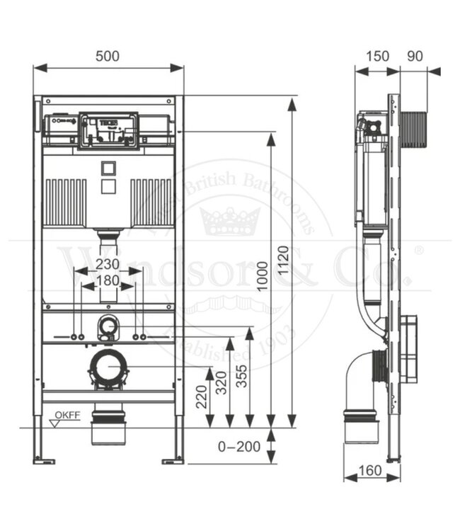 Inbouwsysteem toilet Dual Flush TECE
